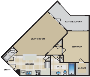 A5 / A7 - One Bedroom / One Bath - 691 - 721 Sq. Ft.*